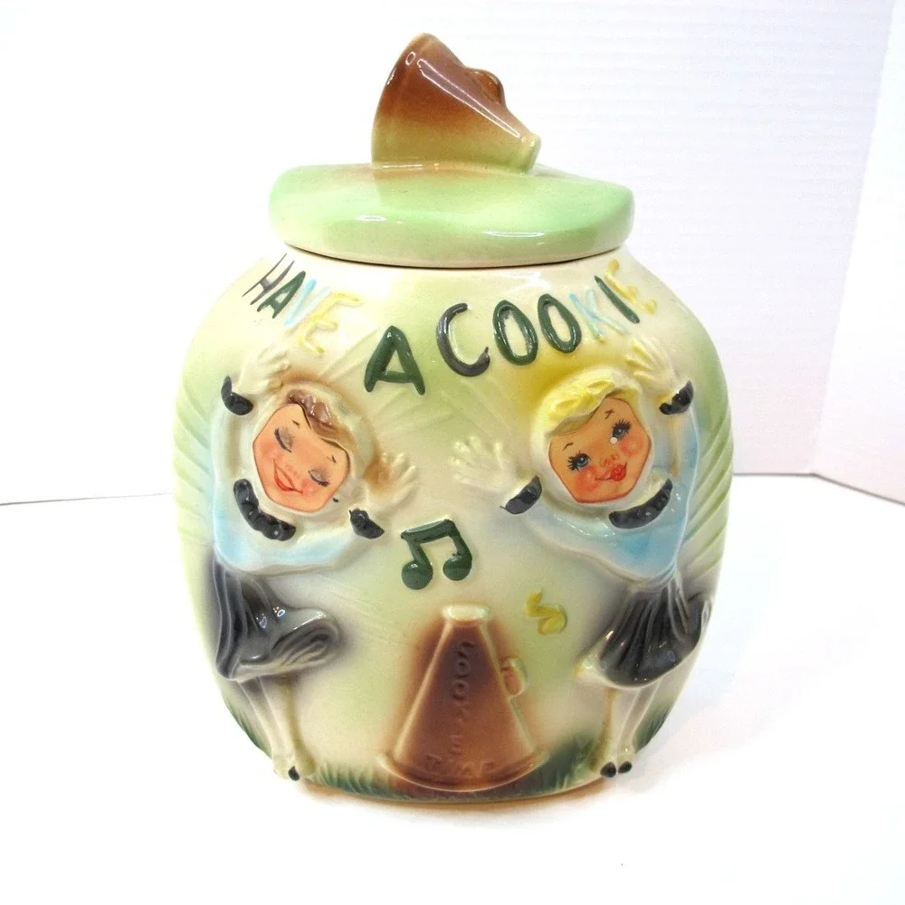 1950's‎ Vintage American Bisque Cheerleaders w/Hologram Eyes Corner Cookie Jar